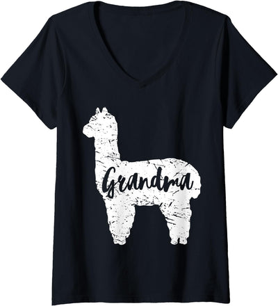 VepaDesigns Funny Llama Shirts Womens Grandma Llama Cute Alpaca Animal Lover Llama-Lover V-Neck T-Shirt