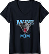 Campus Lab Womens University of Maine Black Bears Arched Mom V-Neck T-Shirt - Black