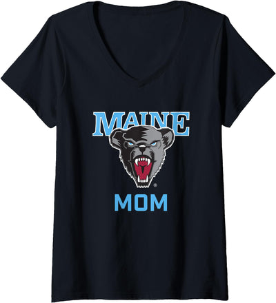 Womens University of Maine Black Bears Arched Mom V-Neck T-Shirt