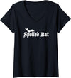 Halloween Spooky T's Womens Spoiled Bat V-Neck T-Shirt - Black