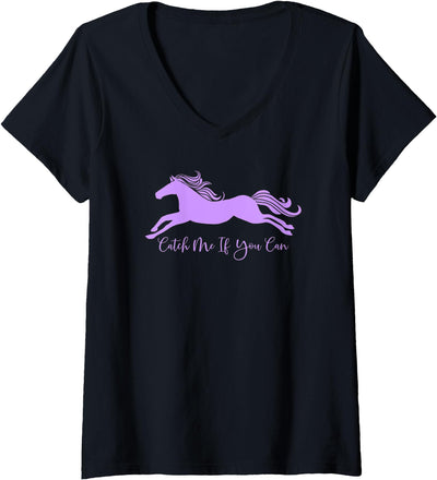 More Stylish Horse Designs Here Womens Catch Me If You Can cute stylish horse design V-Neck T-Shirt