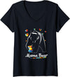 Autism Bear T-shirts Womens Autism Mom Mama Bear Mother’s Day Cute Autism Matching V-Neck T-Shirt - Black