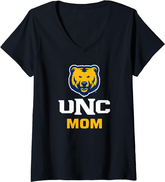 Campus Lab Womens University of Northern Colorado Bears Mom V-Neck T-Shirt - Black