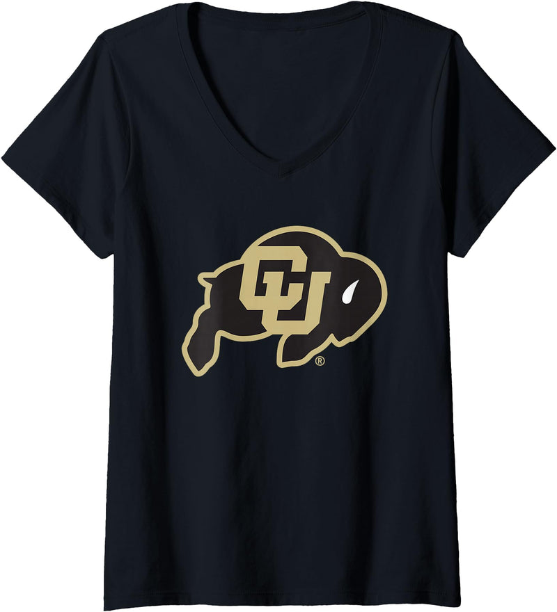 Elite Authentics Womens Colorado Buffaloes Icon Black Officially Licensed V-Neck T-Shirt - As Pictured