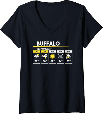 Cow Womens Buffalo Days Forecast V-Neck T-Shirt