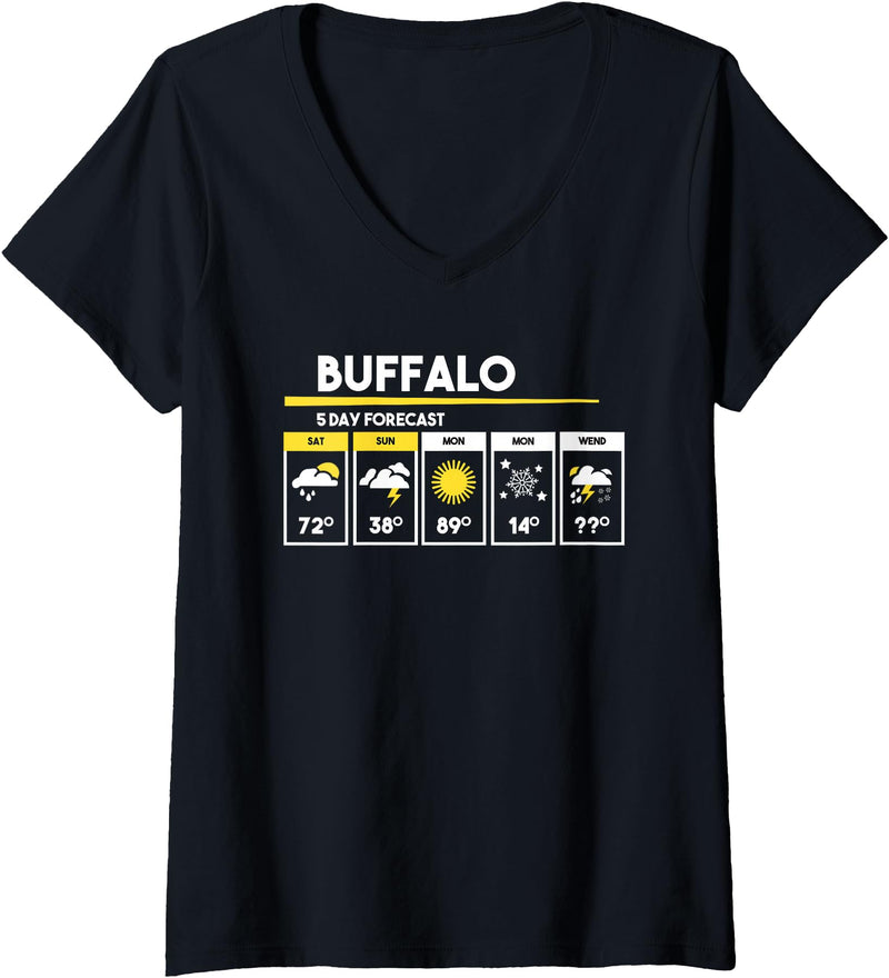 Buffalo 5 Days Forecast Tees Womens Buffalo 5 Days Forecast V-Neck T-Shirt - Black