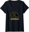Buffalo High School, Buffalo, WY 82834 Women's Buffalo High School WY Logo Baseball V-Neck T-Shirt - Black