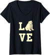 Womens Love with Polar Bear V-Neck T-Shirt - Black