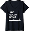 Womens I Have People in Buffalo New York V-Neck T-Shirt - Black