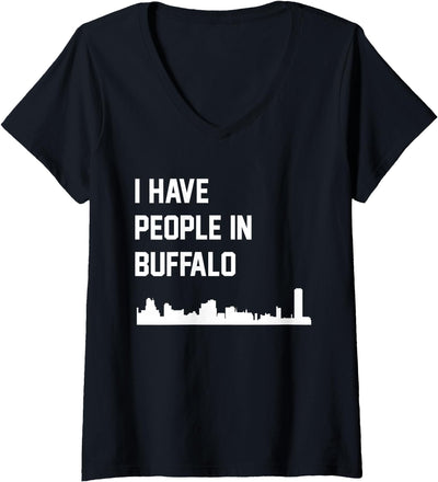 Cow Womens I Have People in Buffalo New York V-Neck T-Shirt