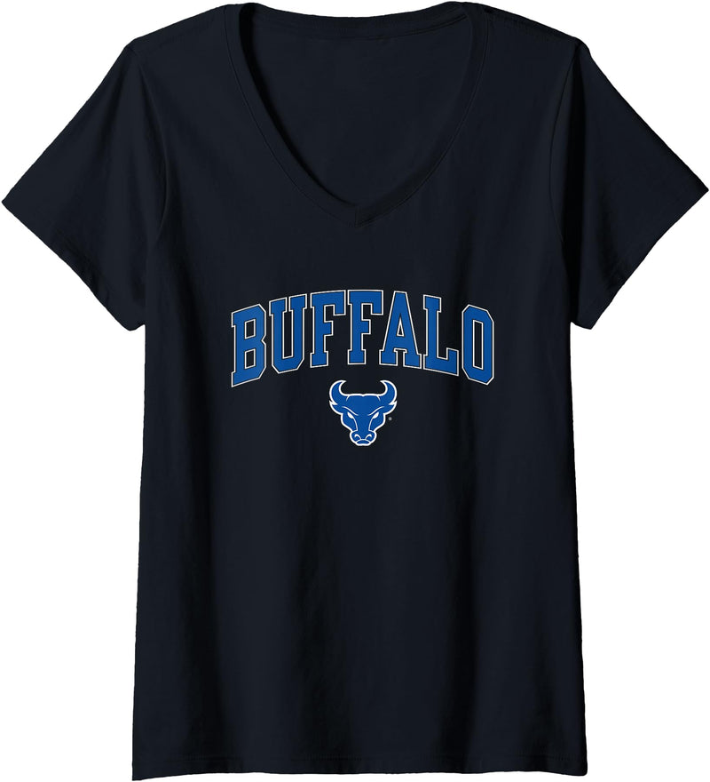 Elite Authentics Womens Buffalo Bulls Arch Over Officially Licensed V-Neck T-Shirt - Black