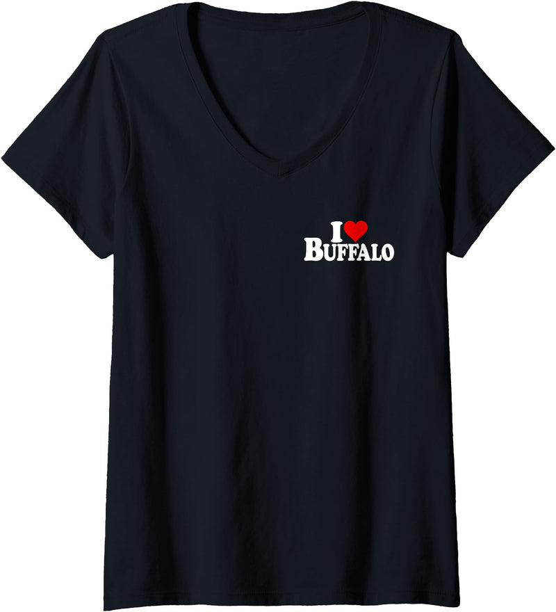 LOVE OF BUFFALO HEART CITY APPAREL Women's I Love Heart Buffalo NY V-Neck T-Shirt - Black