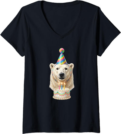 Birthday Party Polar Bear Women's Polar Bear Birthday V-Neck T-Shirt