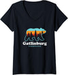 Great Smoky Mountains TN Travel Womens Gatlinburg Tennessee Bear Great Smoky Mountains V-Neck T-Shirt - Black