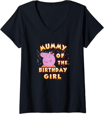 Womens Peppa Pig Mummy of The Birthday Girl V-Neck T-Shirt Small