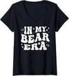 AddictiveDesignsCo Animal Merch Women's In My Bear Era School Mascot Spirit Wildlife Animal Love V-Neck T-Shirt - Black