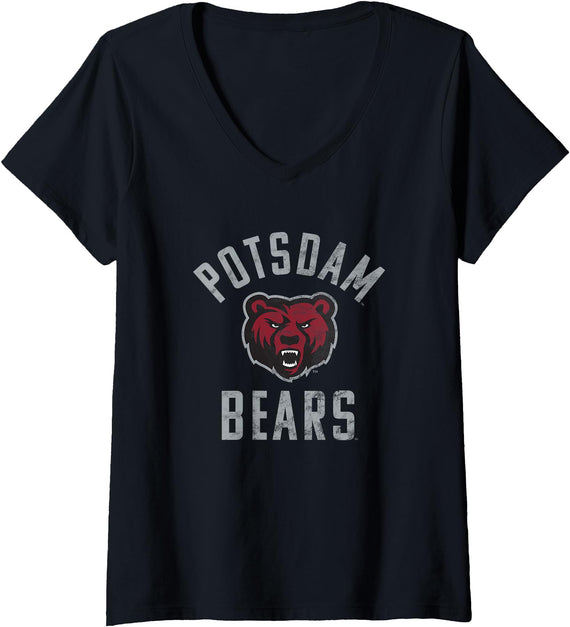 Campus Lab Womens SUNY Potsdam Bears Large V-Neck T-Shirt - Black