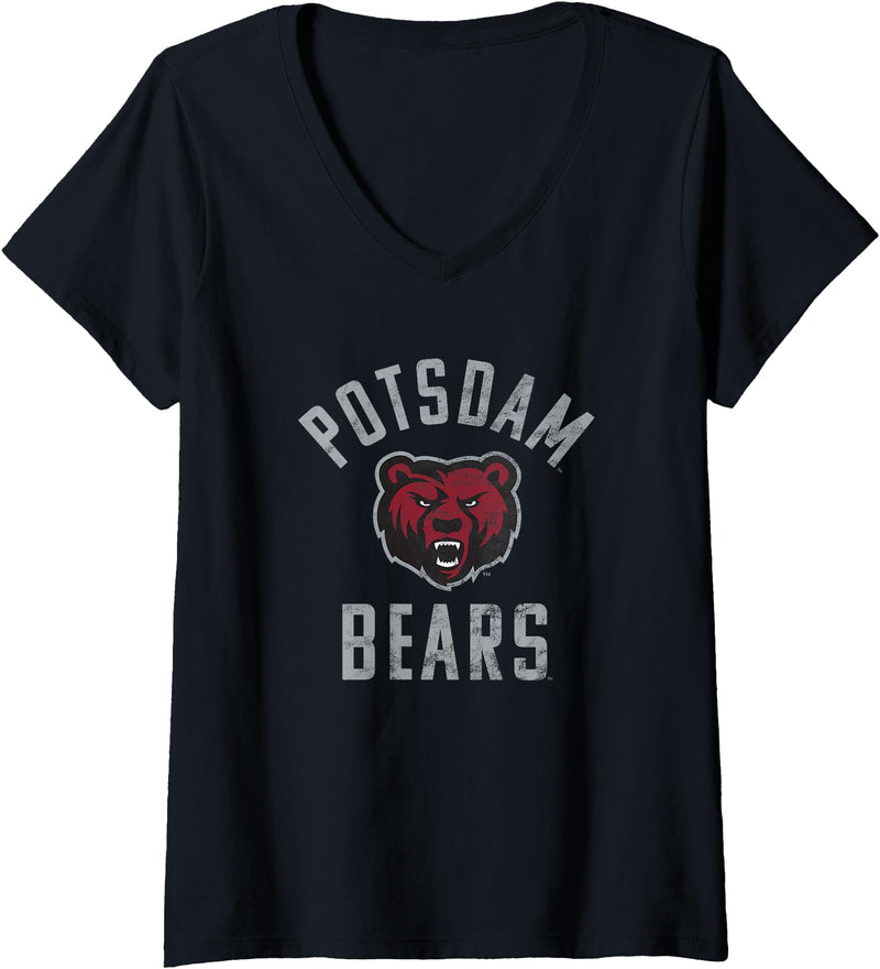 Campus Lab Womens SUNY Potsdam Bears Large V-Neck T-Shirt - Black