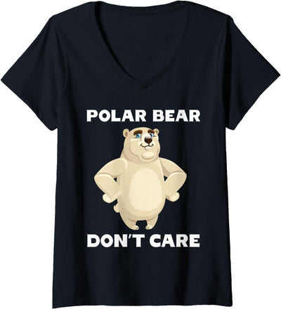 Women's Polar Bear Don't Care Funny Quote Saying Slogan Phrase Joke V-Neck T-Shirt