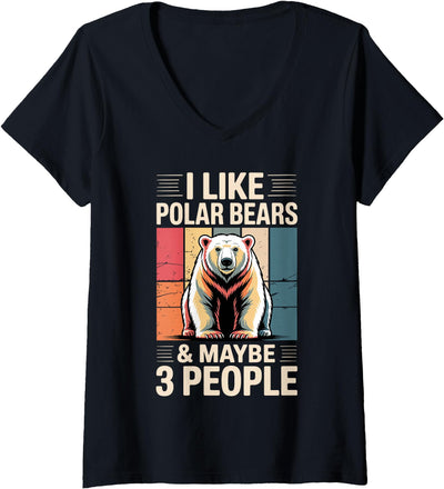 Women's Cute Polar Bear Art for Men Women Kids Arctic V-Neck T-Shirt
