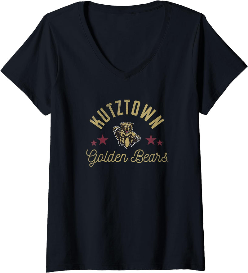 Campus Lab Womens Kutztown University Golden Bears Logo V-Neck T-Shirt - Black