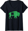 Buffalo - St Patricks Day Funny Women's Buffalo - Shamrock St. Patrick's Day Saint Paddy's V-Neck T-Shirt - Black