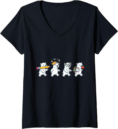 Women's Funny Polar Bear Back to School Teacher Student V-Neck T-Shirt