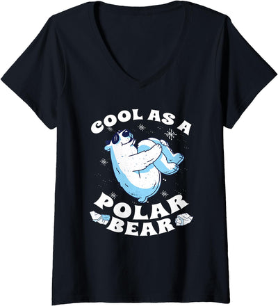Women's Cool Polar Bear Funny Arctic Animal Lover V-Neck T-Shirt