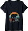 Cute Bear Family Matching Shirts & Gifts Womens Aunty Bear Vintage Retro Aunt Present Auntie V-Neck T-Shirt - Black