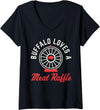 Buffalo Meat Raffle Womens Funny Meat Raffle Buffalo Loves a Meat Raffle WNY V-Neck T-Shirt - Black
