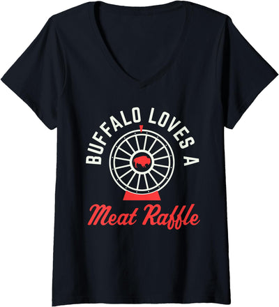 Buffalo Meat Raffle Womens Funny Buffalo Loves a Wny V-Neck T-Shirt
