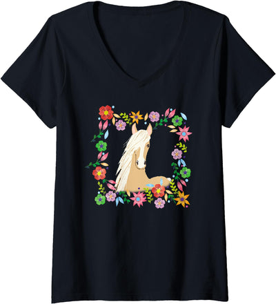 Horse Gifts by D. Womens Palomino Horse Lover V-Neck T-Shirt