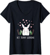 Women's Cute Bunny Grandma Rabbit Grandmother V-Neck T-Shirt in Black