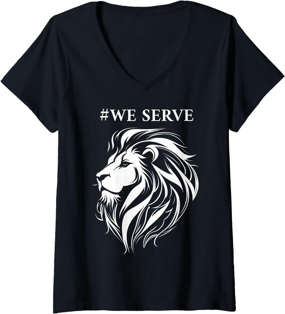 Lions international We Serve Lions outfits Womens Lions Club International We Serve Lions V-Neck T-Shirt - Black