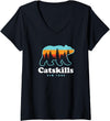 Catskill Mountains Womens Catskills NY Bear Mountains Camping Hiking New York V-Neck T-Shirt - Black