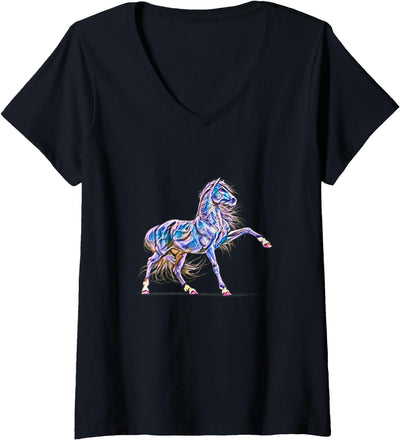 Horses | Girls Women Gift Kids Men Boys Womens Horse Motif V-Neck T-Shirt