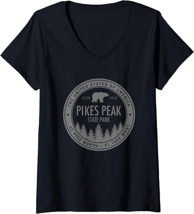 Women's Pikes Peak Colorado Rocky Mountain Bear Souvenirs V-Neck T-Shirt
