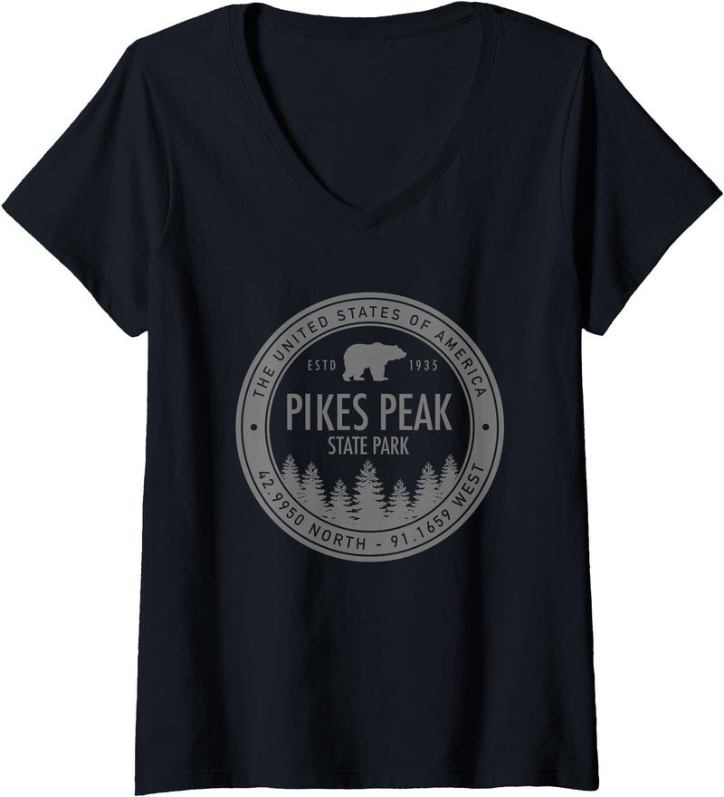 Pikes Peak Colorado - Rocky Mountain Souvenirs Women's Pikes Peak Colorado Rocky Mountain Bear Souvenirs V-Neck T-Shirt - As Pictured