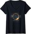 Totality 2024 Solar Eclipse Apparel Womens Official Solar Eclipse 2024 Buffalo, NY Totality 04-08-24 V-Neck T-Shirt - As