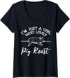 Cool Pig Roast Humor Quote Merch Women's Pig Roast Apparel - Top Funny Roasts Lover Design V-Neck T-Shirt - Black