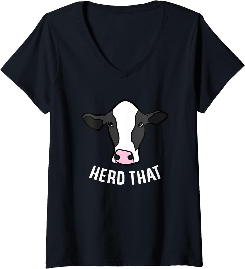 Cute Cow Animal Gifts Womens Funny Cow Farming Gift For Cow Farmer Herd That V-Neck T-Shirt - Black
