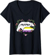 LGBT Non Binary Pride Shirt Mom Mama Bear for Moms Womens LGBTQ Mama Bear Non Binary Gay Equal Rights Rainbow V-Neck T-Shirt - Black