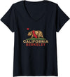 California Bear Vintage Berkeley West Coast Women's Berkeley California Vintage Bear Retro State Pride V-Neck T-Shirt - Black