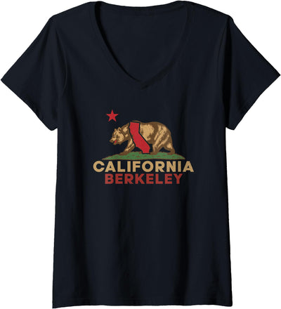 Women's Berkeley California Vintage Bear Retro State Pride V-Neck T-Shirt