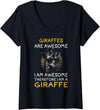 Giraffe Fan TShirtz & More Womens Funny Giraffe Shirt Joke Giraffes Are Awesome Giraffe Lover V-Neck T-Shirt - Black
