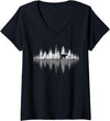 Outdoor Wild Retro Forest Gifts Womens Trees Reflection Wildlife Nature Animal Bear Outdoor Forest V-Neck T-Shirt - Black