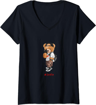 Womens Men's Women's Kids Teddy Bear Graphic Cool Designs Funny V-Neck T-Shirt