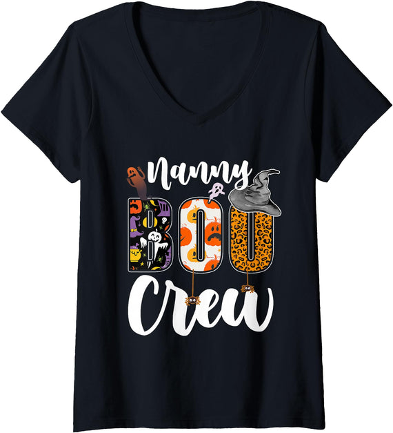 Shinlap Halloween Costumes Women's Nanny Boo Crew Halloween Costume Matching V-Neck T-Shirt - Black