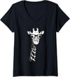 Giraffe with Glasses Zoo Animal Women's Giraffe with Glasses for Zoo Animal Lovers V-Neck T-Shirt - Black