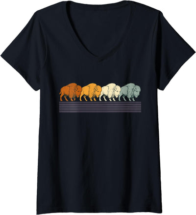 Cow Bison American Buffalo V-Neck T-Shirt